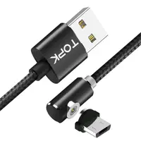 Магнитный кабель Topk USB 1m 2.1A 360° TK51i-VER2 MicroUSB Black для зарядки смартфона