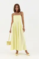 Платье со складками без бретелей – желтый цвет, L (есть размеры)