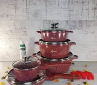 Набір каструль і сковорода Higher Kitchen HK-305, Набір посуду з гранітним антипригарним покриттям ЧЕРВОНИЙ