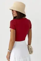 Однотонна футболка Massimo Dutti - темно-червоний колір, M