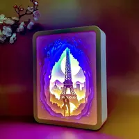 3D настільна картина-нічник "Закохані в Парижі" 3DTOYSLAMP
