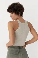 Вязаная короткая майка в рубчике - бежевый цвет, ONE SIZE (есть размеры)