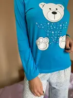 Піжама жіноча блакитна кофта та штани код П222