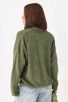 В'язання однотонне світер-поло - хакі колір, ONE SIZE