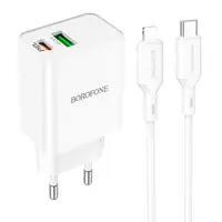 Адаптер мережевий BOROFONE Type-C для Lightning Cable Resource charger BA69A |1USB/1Type-C, 20W/3A, PD/QC|