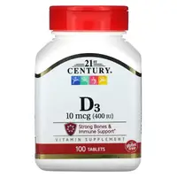 Витамины и минералы 21st Century Vitamin D3 10 mcg, 100 таблеток