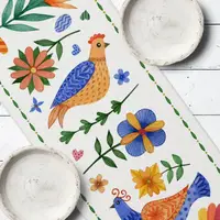 Доріжка на стіл (ранер) Пташки та квіти 150x40 см (DR_25F003)