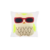 Дитяча бавовняна подушка BP-30 Red + Beige Совушка 30*30см декоративна