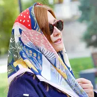 Хустинка шовкова Армані з принтом Мухомори та поганки 68х68 см (HUST_25M057)