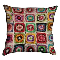 Подушка с мешковины Вышитый узоры 45x45 см (45PHB_15NGETN027_BR)