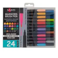Набір маркерів двосторонніх акварельних Santi Brush Pen 391000 24 кольори