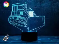 3D ночник "Бульдозер" (УВЕЛИЧЕННОЕ ИЗОБРАЖЕНИЕ) + пульт ДУ + сетевой адаптер +  + батарейки (3ААА)  3DTOYSLAMP