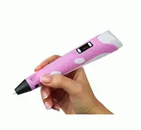 Набір 3D-ручка PEN-3 з ТРАФАРЕТАМИ LCD-дисплей ABS і PLA РОЗОВАНИЙ +100М ПЛАСТІКА У ПОДАРУНОК