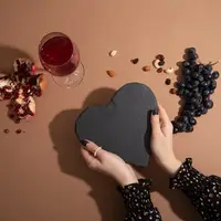 Поднос из сланца "Сердце" 20 см, Черный