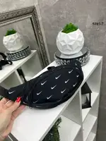 АКЦИЯ! Черная N – стильная молодежная тканевая бананка на два отдельных отделения на молнии (5107-7)