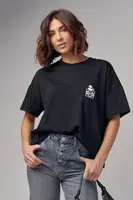 Женская футболка oversize с вышивкой - черный цвет, S