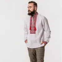 Вышиванка Moderika Чугайстер белая с красным орнаментом