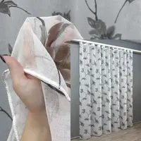Готовая тюль (3х2,7м.) батист, коллекция "Flora". Цвет белый с серым принтом. Код 1861т 42-0824