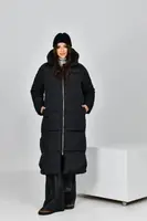 Пальто женское зимнее длинное черное П980 46