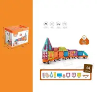 Конструктор магнітний Magnetic Tiles, 44 деталі, платформи з колесами, інструкція. Multicolor (155996)