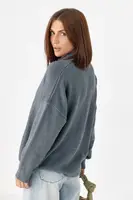 В'язаний однотонний світер-поло - темно-сірий колір, ONE SIZE
