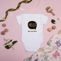 Бодік "Hello, I'm new here", Білий, 68 р. (3-6 міс), англійська