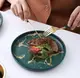 Тарелка закусочная круглая 6482 20.5 см зеленый мрамор