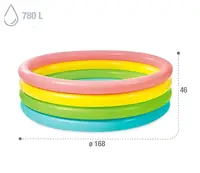 Басейн надувний Intex 471 NP Веселка розмір 168х46 см 4 кільця об'єм 780л. Multicolor (14606)