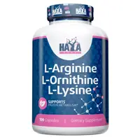 Стимулятор тестостерона Haya Labs L-Arginine L-Ornithine L-Lysine, 100 капсул