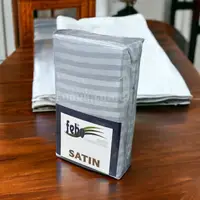 Простынь на резинке страйп сатин Febo Stripe Satin Серый 180х200см (+30см)