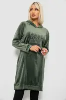 Туника женская однотонная велюровая, цвет оливковый, 257R338