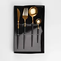 Набір столових приборів Cutlery set із нержавіючої сталі на 1 персону 4 штуки столовий набір Чорний