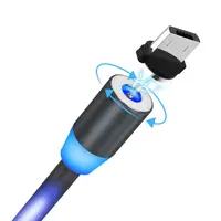 ➾Магнітний кабель для зарядки USB 1m Topk Z-line MicroUSB Black світиться LED