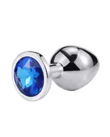 Металлическая анальная пробка Silver, dark blue, размер М