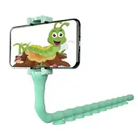 Гибкий держатель для телефона с универсальными присосками Cute Worm Lazy Holder. Цвет голубой