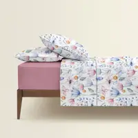 Двоспальна постільна білизна з простирадлом на резинці FLORAL DREAM