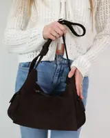 Кожаная замшевая женская сумка «Глория» шоколадная