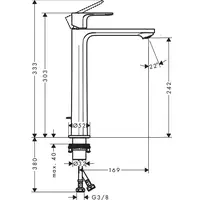 72590000 Rebris S Змішувач д/раковини 240 CoolStart EcoSmart+ з д/к, хром (1 сорт)