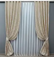 Комплект штор (2шт. 1,5х2,7м.) жаккард, коллекция "Вензель". Цвет бежевый. Код 416ш 33-0081