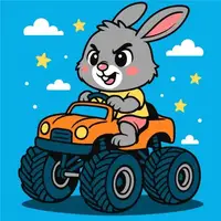 Набор для росписи по номерам "заец на машине" 25х25