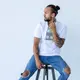 Футболка-вышиванка мужская Moderika Солнце белая с зеленым XXXL