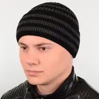 Шапка 12063 черный-тсерый