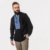 Вишиванка Moderika Чугайстер чорна з синім орнаментом 37