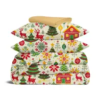 Полуторное постельное белье с простыней на резинке CHRISTMAS