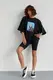 Костюм с футболкой oversize и велосипедками - черный цвет, L