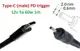Переходник на 12v (max 5a, 60w) 2.0x0.6(1.0)mm 1m з USB Type-C (male) Power Delivery PD тригер (A class) 1 день гар.