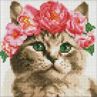Алмазная мозаика без подрамника "Утонченная кошечка" 20х20 см
