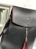 Чорний з червоним краєм - стильний вмісткий рюкзак Lady Bags, можна носити сумкою через плече (2545)