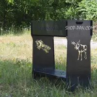 Мангал розбірний високий на 14 шампурів із підставкою для дров та індивідуальним гравіюванням