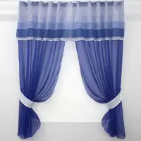 Кухонный комплект, (300х170см.) шторки с ламбрекеном и подхватами. Цвет синий. Код 084к 59-690